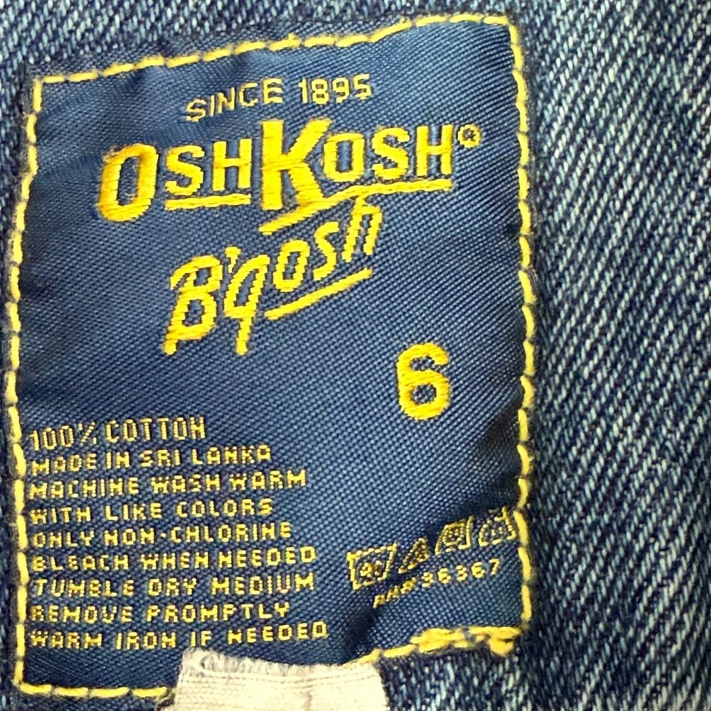 Vintage OshKosh B'gosh Kids Denim Jacket Size 6 Zip Up 80s 100%‎ Cotton USA Blue